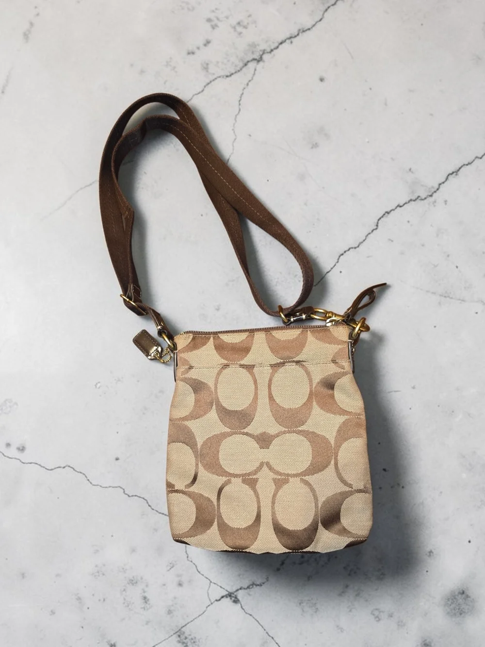 Coach Signature Studded Sateen Stripe Swingpack Crossbody